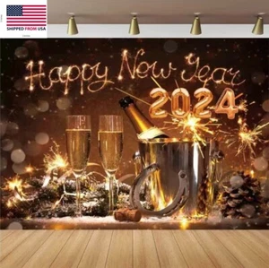 2024 Happy New Year Backdrop Family Party Decoration Holidays - Picture 1 of 4