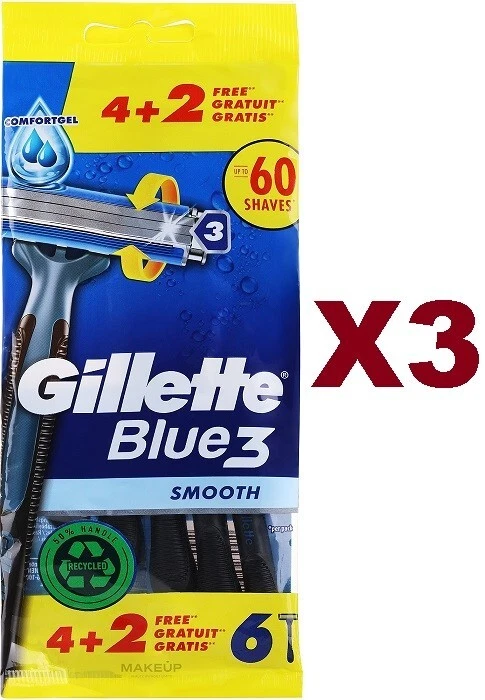 Gillette Blue 3 Rasoio Uomo Confezione 6 lamette da Barba
