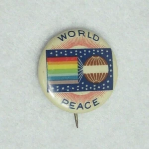 Antik um 1913 J.W. Van Kirk Weltfrieden Flagge Pinback Button Youngstown Ohio RAR - Bild 1 von 12