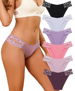 FINETOO Seamless Underwear for Women Cheeky Bikini Panties High Cut V-waist L... - Picture 1 of 6