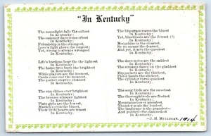 In Kentucky fällt der Mondschein weichstes Gedicht von J.H. Postkarte Mulligan um 1914 - Bild 1 von 2