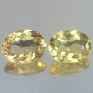IMPRESIONANTE PAR AA 2,88 QUILATES SIN CALEFACCIÓN OVALADO AMARILLO BERILO NATURAL - Imagen 1 de 3