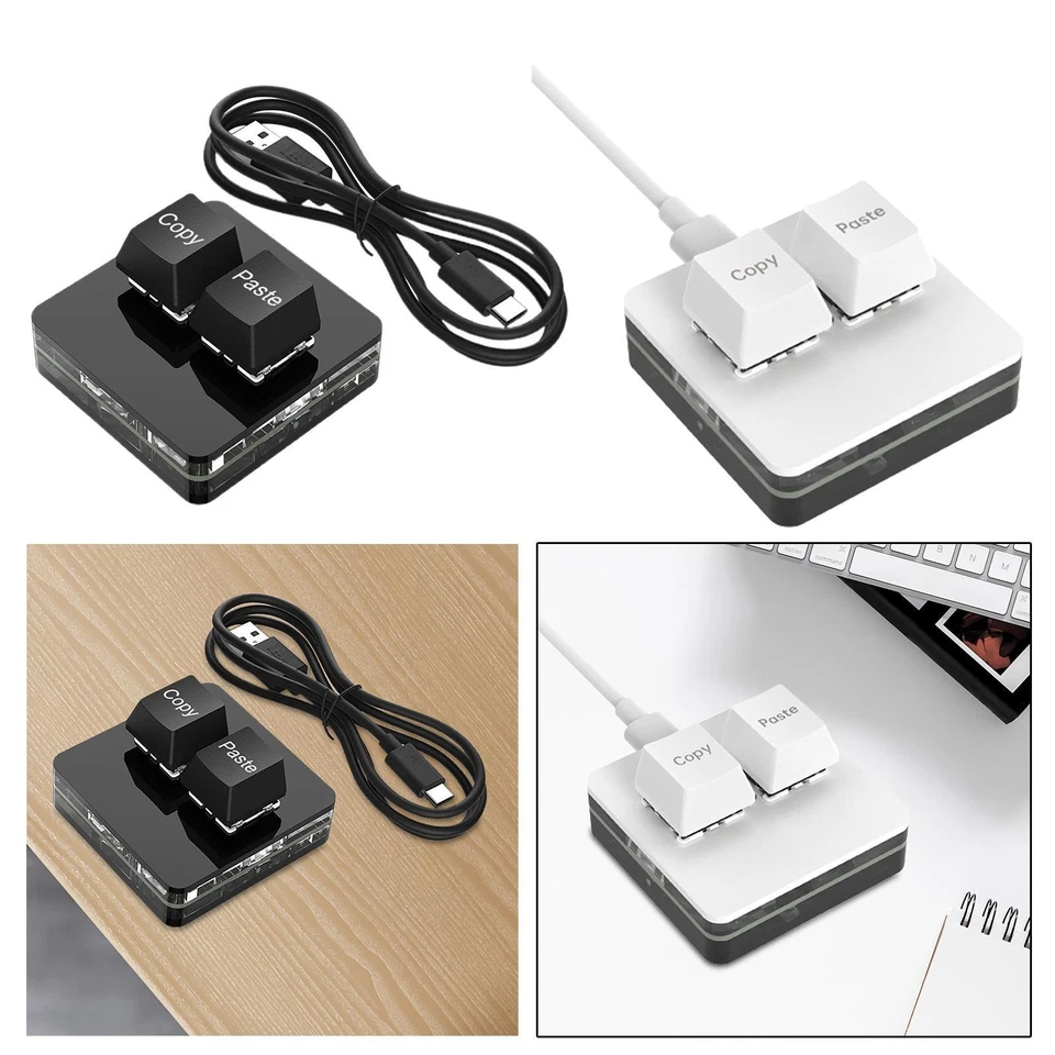 Copy and Paste 2 Key Keyboard USB Mini 2 Key Keypad with RGB LED Backlit - Image 1 of 1