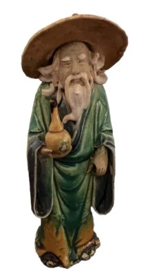 "China Wise Chinese Barro Hombres Firmado Shiwan Azul Turquesa Flambe Esmaltado por Goteo 5"" TT Foto 1 de 4