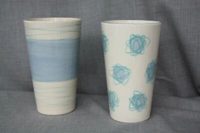 Set 2 Vasen Keramik Türkis Petrol Eisblau H22 D13 - Bild 1 von 4