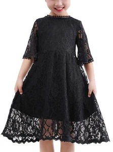 Flower Girls Dress Lace Dress Vintage Country Wedding Party Dress 2-6 7-16 Bl... - Picture 1 of 7