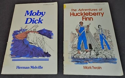 2 Classic Book Set Moby Dick and The Adventures of Huckleberry Finn - Ex-Library - Image 1 of 4