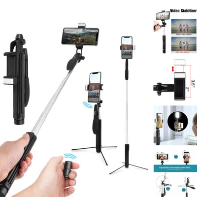 Bluetooth Remote Foldable Stabilizer Multifunction Tripod Selfie Stick w/ Lights - Image 1 of 4