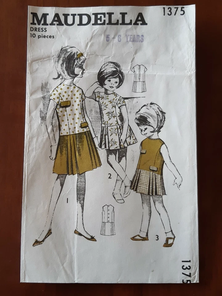 MAUDELLA PATTERN - 1375 GIRL'S DRESS DROPPED WAIST PLEATS VINTAGE 5-6YRS UNCUT  - Image 1 of 2