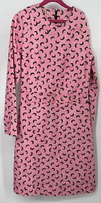 Vestido feminino rosa Marni com estampa de folhas pretas e marrons tamanho 14Y - Imagem 1 de 3