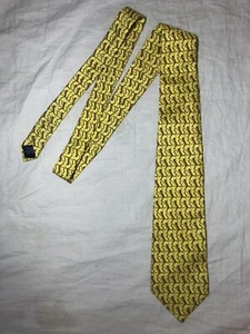 Old Navy 100% Silk Tie Yellow Monkey Motif Made In USA - Picture 1 of 6