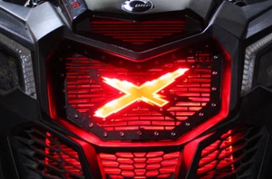 Custom Steel Aftermarket Grille "X" LED X-LITE fits CanAm Maverick X3 RED Grill - Picture 1 of 4