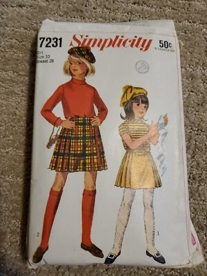 Simplicity Sewing Pattern 7231 Girls Size 10 Top, Skirt, And Hat. FF - Image 1 of 2