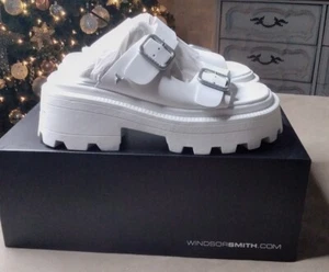 WINDSOR SMITH Reach White Leather Platform Chunky Strap/Buckle Sandals Womens 6