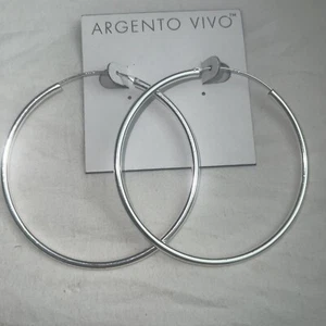 "Pendientes de aro de plata esterlina Vivo plata esterlina NUEVOS plata 3""" - Imagen 1 de 2