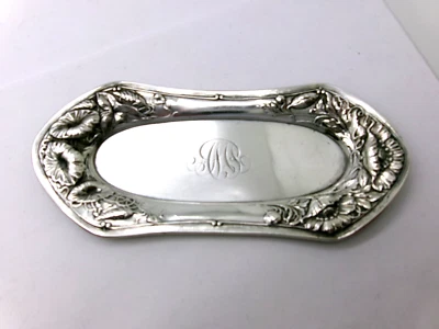 ❤️ Bandeja de tocador anillo floral victoriano Repousse Gorham plata esterlina B2001 Foto 1 de 4