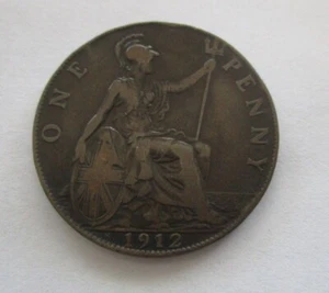 1912-H GREAT BRITAIN PENNY - HEATON MINT - KM810 - CIRCULATED-FREE SHIPPING - Picture 1 of 7