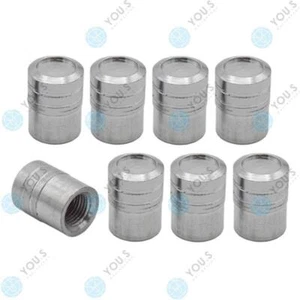 8 Piece You.S Aluminium Cylinder Valve Caps Silver with Seal for Car Truck - Picture 1 of 1