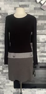 A. Byer Black Gray Knit Sweater Dress Women’s( Youth )Size L drop waist - Picture 1 of 6