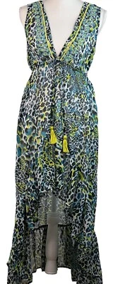 Violet Sky Women's Swimsuit Maxi Coverup Beaded Tassel Sheer Ruffle Size Small - Image 1 of 4