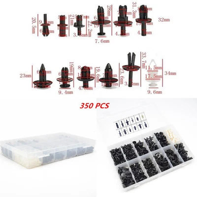 Car 350 Pcs 12 Sizes Clip Push Pin Driver Rivet Trim Panel Body Interior Box kit - Image 1 of 4