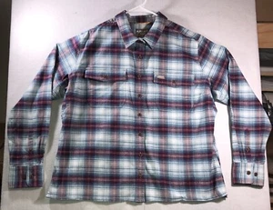 Ariat Rebar Durastretch Plaid Flannel ButtonUp Purple Burgundy Top Womens Sz XL - Picture 1 of 8
