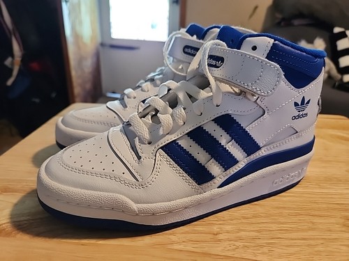 Sneakers Adidas taglia 4 Originals Forum Mid J bianche blu bambini ragazzi FZ2085