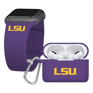 LSU Tigers Silicone Apple Watch Band and AirPod Case Combo - Picture 1 of 11