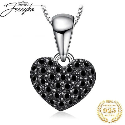 Damen Halskette Herz 925 Sterling Silber Kette Zirkon Anhänger Frauen Schmuck - Bild 1 von 4