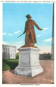 Postcard Monument Col William Prescott Bunker Hill Charlestown Massachusetts - Imagen 1 de 2