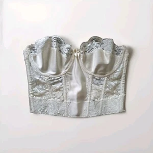 Vintage 80s Victoria’s Secret Satin and Lace Bustier Backless Corset Ivory. 36C - Picture 1 of 3