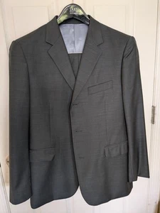 Ungaro Homme Charcoal 2pc Mens Suit 3 Button 40S Jacket 34x28  Pant - Never Worn - Picture 1 of 12