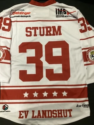 Trikot Marco Sturm Landshut Eishockey Matchworn NHL  Boston Bruins Sharks Hockey - Bild 1 von 4
