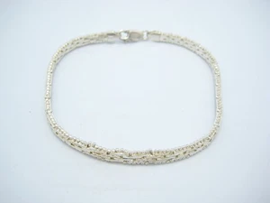 Sterling Silver 4.3mm Bead Border Weave Design Chain Link Bracelet 7.75" - Picture 1 of 6