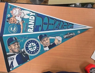 复古 90 年代 Ken Griffey Jr 西雅图水手队 Pennant 1999 12x30 Randy Johnson — 第 1/4 张图片