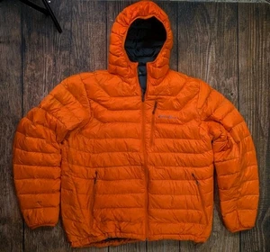 Giacca con cappuccio Eddie Bauer EB 800 piumino imbottito arancione taglia XL Pertex - Foto 1 di 15