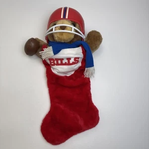 Vintage Buffalo Bills Teddy Bear Christmas Stocking Helmet Football 1993 NFL - Picture 1 of 9