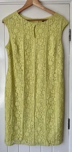 Wallis Yellow Lace Shift Dress UK 14 Sleeveless Summer Wedding Guest Outfit - Picture 1 of 13