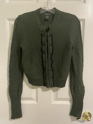 Suéter cárdigan de manga larga de lana recortada verde gancho y ojo XS Lucky Brand para mujer Foto 1 de 4