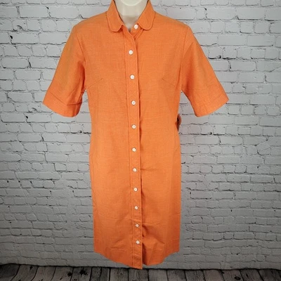 NWT VTG Honey B Orange Kettlecloth Fortrel Button Up Unlined Shirt Dress Size 10 - Image 1 of 4