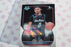 Topps Bowman U Zion Cruz 2023 1st Bowman automático radiocontrol #91 Depaul - Imagen 1 de 4