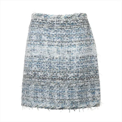 Chanel P58 Algodón x Poliamida Falda 40 Damas Azul x Blanco P58734V44662 Tweed  Foto 1 de 4