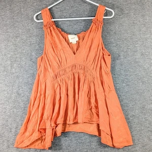 Anthropologie Maeve Orange Bretta Gathered Ruffle Tank Top Size Medium Flowy - Picture 1 of 10