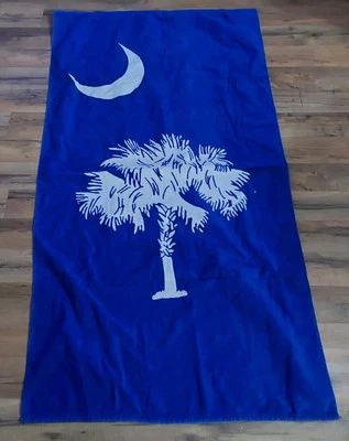 Винтажное пляжное банное полотенце Kaufman Blue White Palm Tree Moon 30x55 Южная Каролина - Изображение 1 из 4