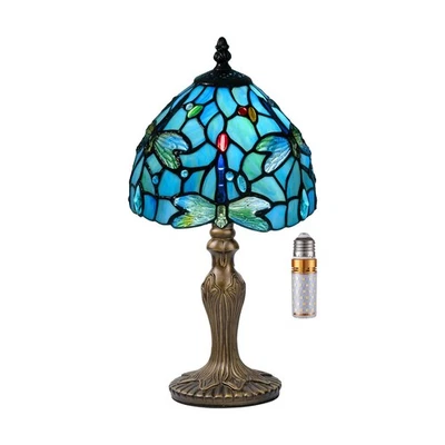 Lámpara de mesa pequeña Tiffany, lámpara de vitral libélula de 3 colores-temperatura, 8... Foto 1 de 4