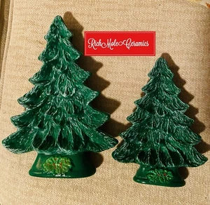 2 Ceramic Christmas Tree Wrapped Candy Dishes , About 9 In And 6.5 In - Picture 1 of 2