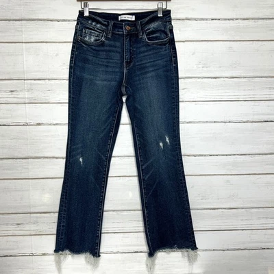 Pantalones de mezclilla recortados Flying Monkey lavado oscuro desgastados talla 26 Foto 1 de 4