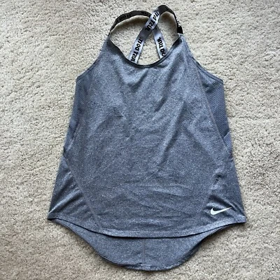 Camiseta sin mangas Nike Dri Fit gris ligera con espalda cruzada para mujer - S - Usada en Excelente Condición - Poliéster Foto 1 de 4