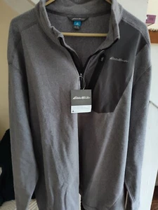 Nwt Eddie Bauer XXL Fleece Jacket Pullover 1/2 Zip Men's Gray - Picture 1 of 8