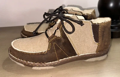 Nuevo TONY LAMA Hombre Nudo Tostado Lona y Gamuza Cuero Botines 9.5 México Foto 1 de 4